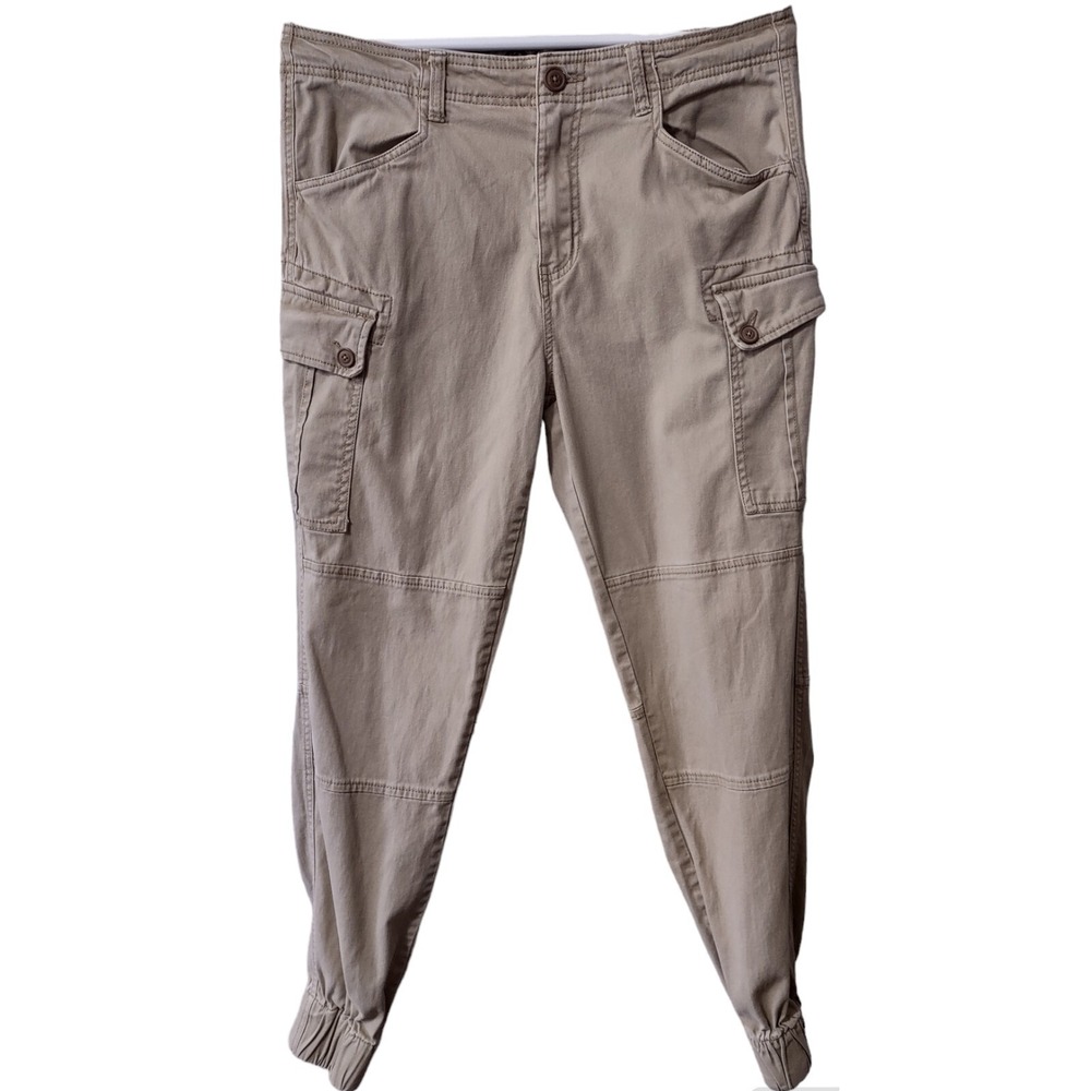 Plugg Cargo Pants Men's 32 Tan Skateboarding Pockets Baggy‎ Elastic Ankles Zip